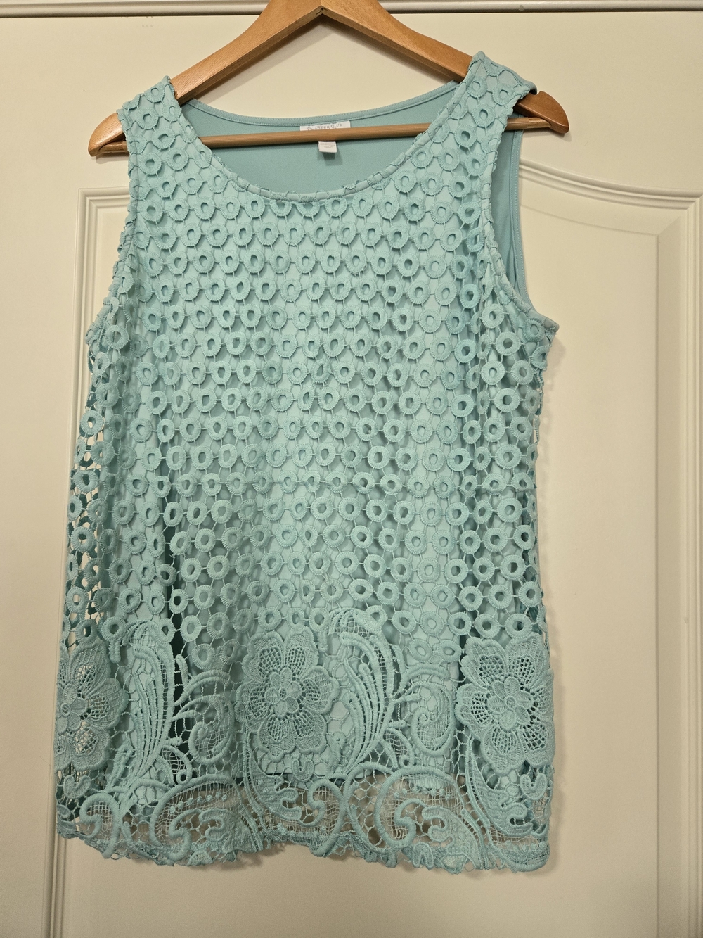 Charter Club Mint Aqua Crochet Lace Tank Top